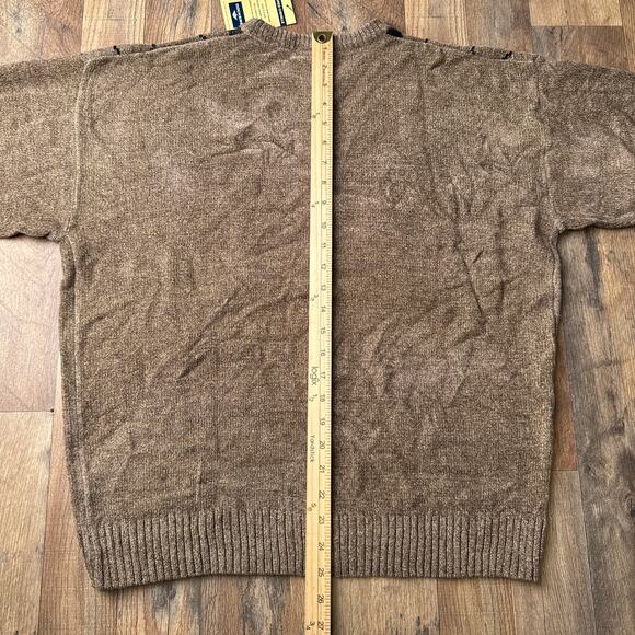Dockers Sweater Men's‎ Medium Brown Geometric Grandpa Textured Chenille NWT 6186 - Picture 6 of 9